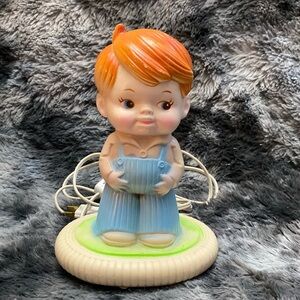 Vintage Sanitoy blow mold Boy in Blue Ovetalls